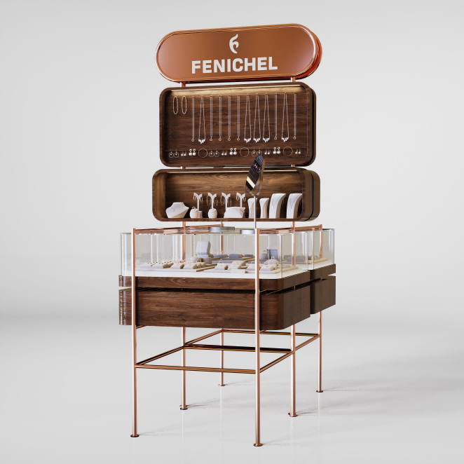 Étagère d'exposition en chêne nord-américain