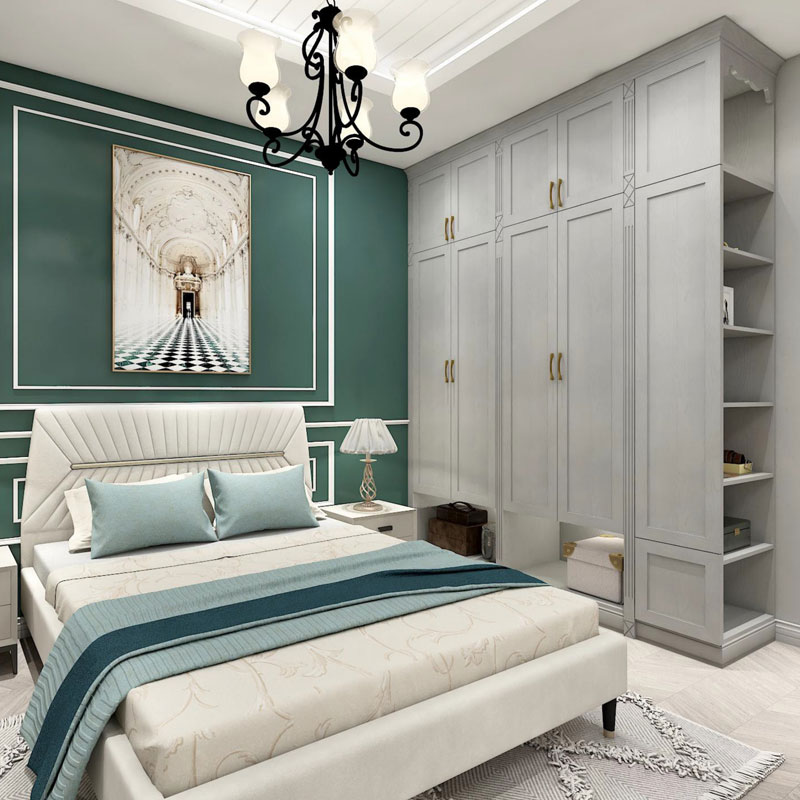 Chambre en PVC et armoires dans la chambre